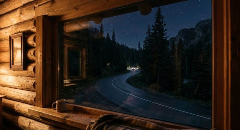 route de nuit vue depuis un habitacle